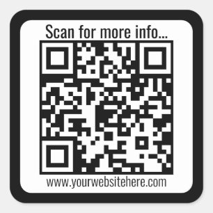 Create Your Own QR Code w/Border   Black & White Square Sticker