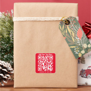 Create Your Own QR Code w/Border Red & White Square Sticker