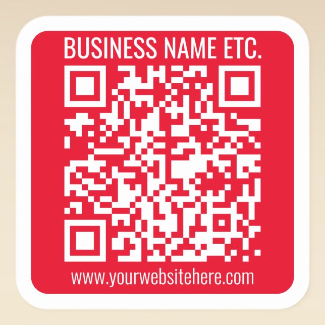 Create Your Own QR Code w/Border | Red & White Square Sticker (Creator Uploaded)