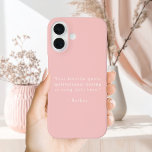 Create Your Own Quote iPhone 16 Case<br><div class="desc">Create your own quote iPhone case. Features your favourite inspirational quote,  song lyric,  funny saying,  bible verse or custom text in minimalist typewriter style typography on blush pink colour background.</div>