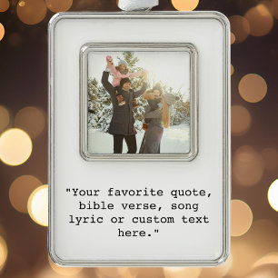 Create Your Own Quote Personalised Photo Silver Plated Framed Ornament