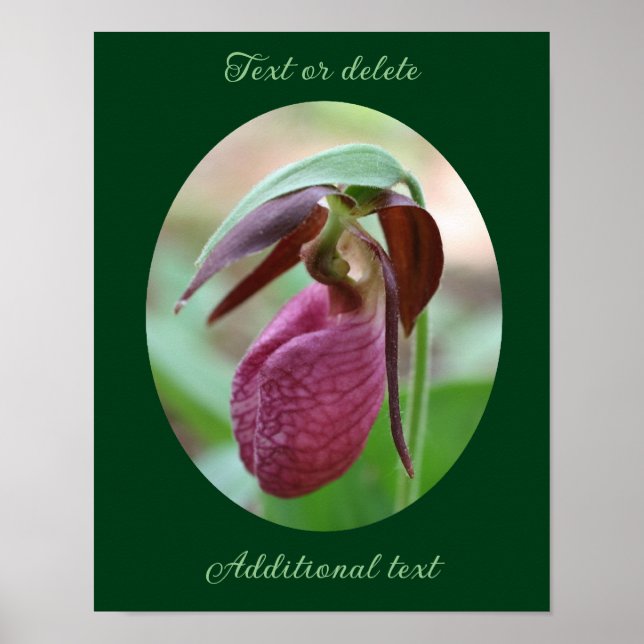 Create Your Own Quote Pink Lady Slipper Flower Poster (Front)