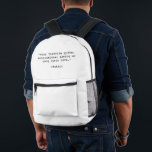 Create Your Own Quote Printed Backpack<br><div class="desc">Create your own custom quote backopack. Features minimalist typewriter typography.</div>
