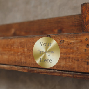 Create Your Own Radial Brushed 14K Gold Metallic Classic Round Sticker