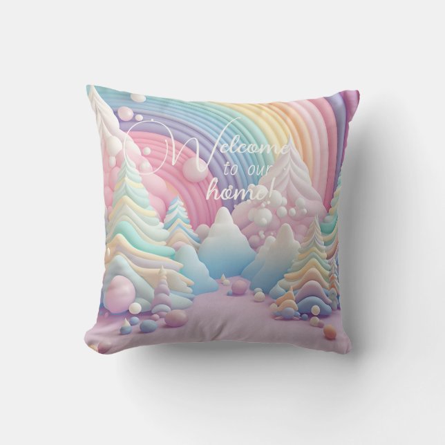 Create Your Own Rainbow Candy Christmas Trees Cushion (Front)
