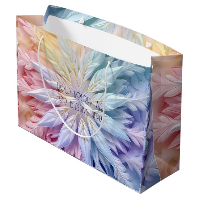 Create Your Own Rainbow Christmas Snowflake Large Gift Bag (Back Angled)