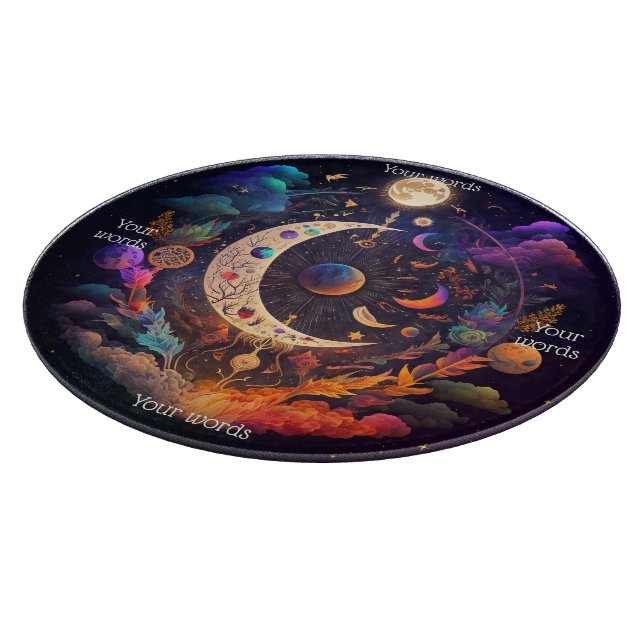 Create Your Own Rainbow Crescent Moon & Wildflower Cutting Board (Corner)