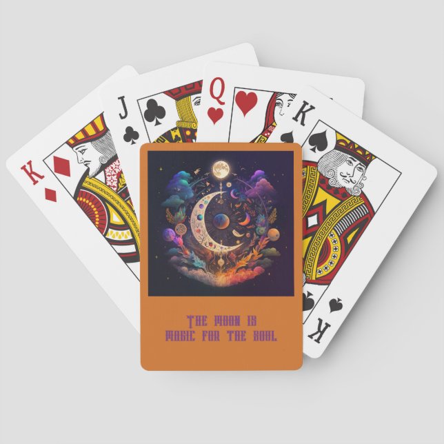 Create Your Own Rainbow Crescent Moon & Wildflower Playing Cards (Back)