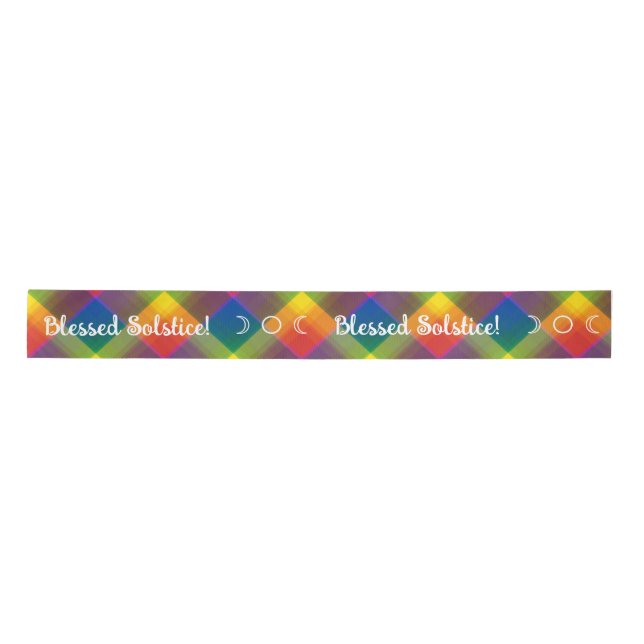 Create Your Own Rainbow Gingham Satin Ribbon (Front)
