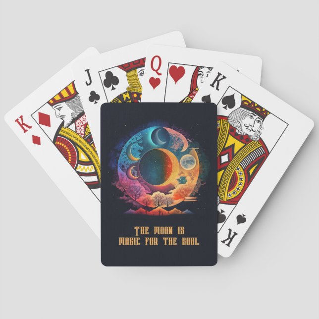 Create Your Own Rainbow Moons & Mountains Playing Cards (Back)