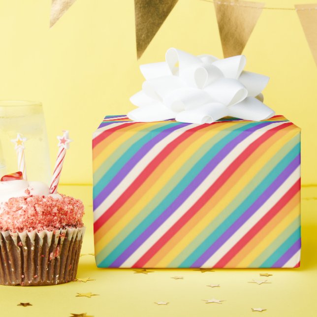 Create Your Own Rainbow Striped Wrapping Paper (Birthday Party)