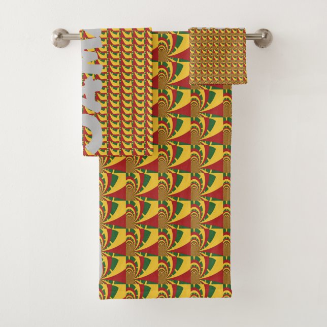 Create Your Own Rasta Colours Motifs Bath Towel Se (Insitu)