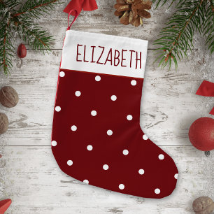Create Your Own Red and White Polka Dots Holiday Small Christmas Stocking