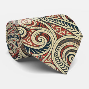 Create Your Own Red Black Bronze Festive Tribal Tie