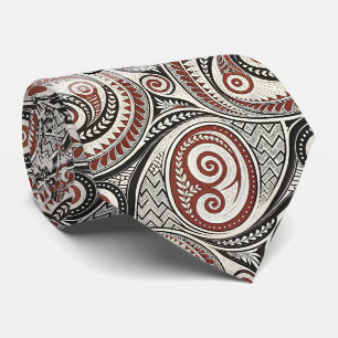 Create Your Own Red Black White Festive Tribal Tie