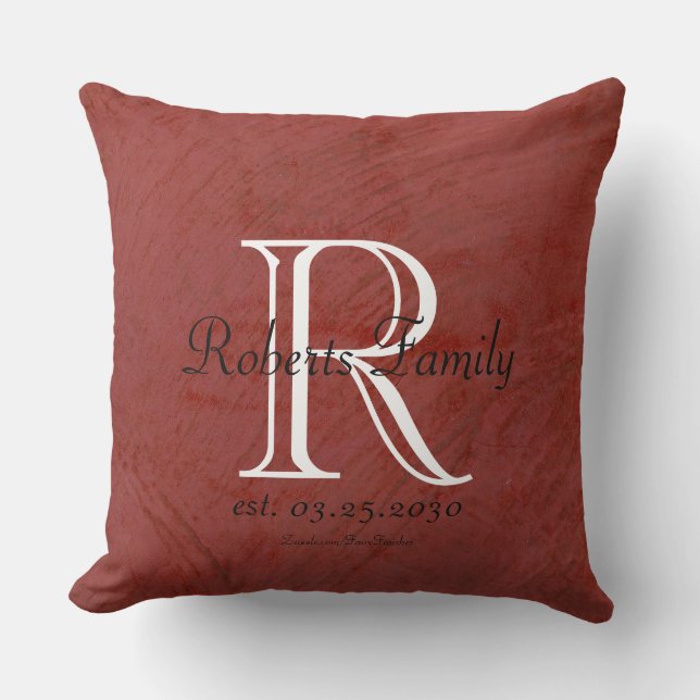 Create Your Own Red Faux Leather Monogram Cushion (Front)