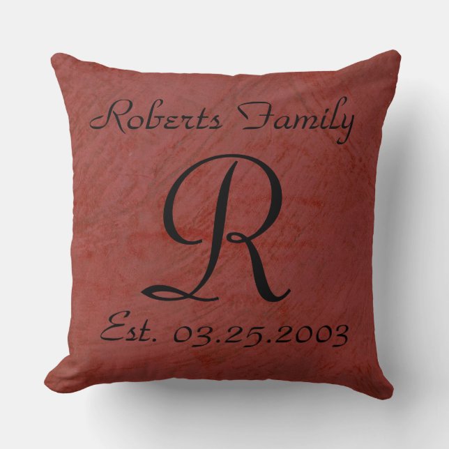 Create Your Own Red Faux Leather Monogram Cushion (Front)