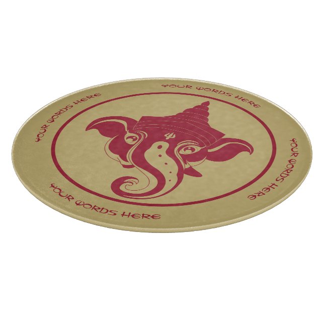 Create Your Own Red & Gold Ganesh Cutting Board (Corner)