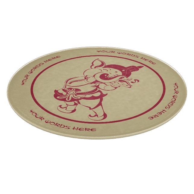 Create Your Own Red & Gold Ganesh Flute Cutting Board (Corner)