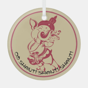 Create Your Own Red & Gold Ganesh Flute Glass Tree Decoration