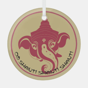 Create Your Own Red & Gold Ganesh Glass Tree Decoration