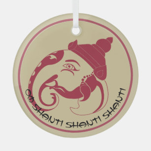 Create Your Own Red & Gold Ganesh Profile Glass Tree Decoration