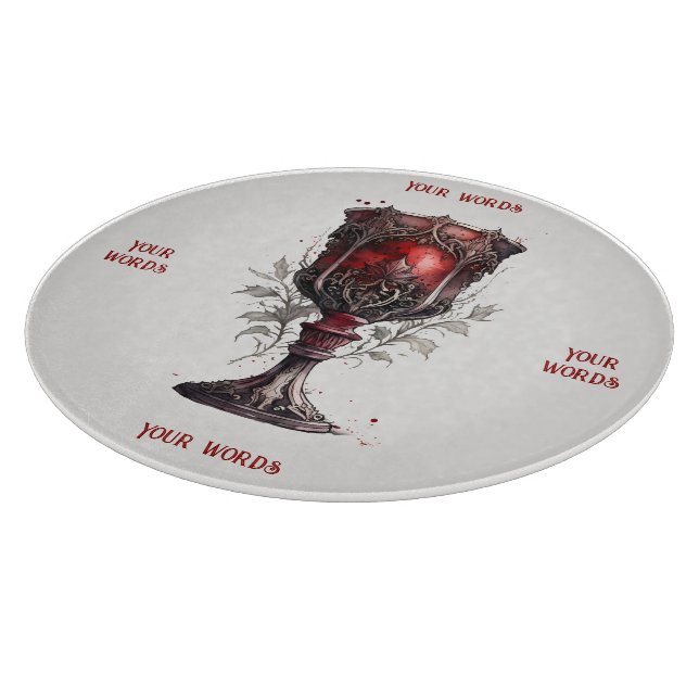 Create Your Own Red Gothic Chalice Cutting Board (Corner)