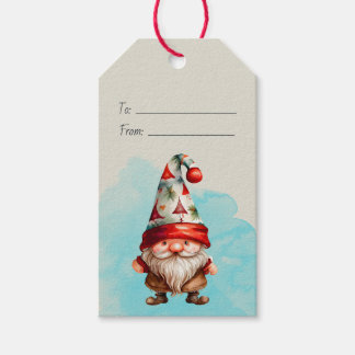 Create Your Own Red Green Christmas Tree Cap Gnome Gift Tags