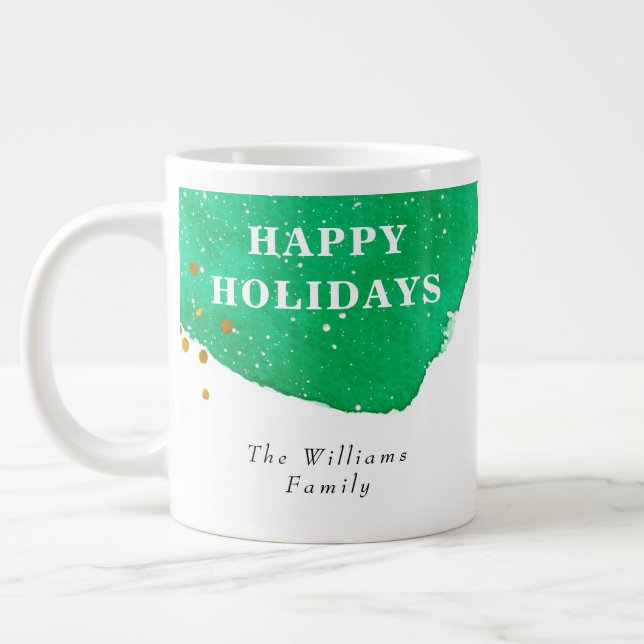 Create Your Own Red Green Watercolor Holiday Mug (Left)