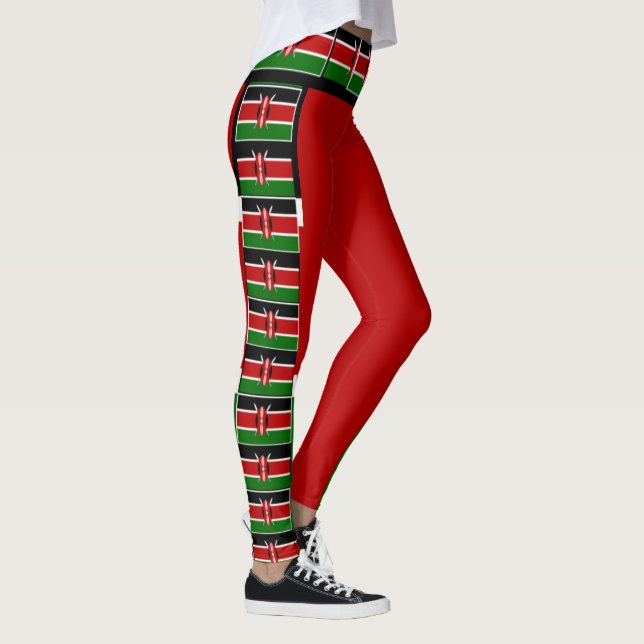 Create your Own Red Kenya National Flag Colours ar Leggings (Right)