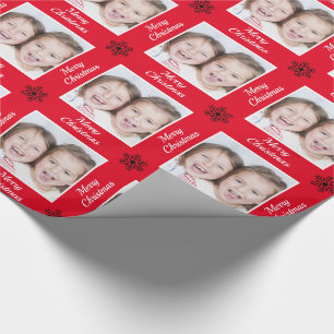 Create Your Own  Red Merry Christmas Photo Wrapping Paper