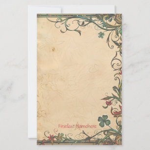 Create Your Own Red Orange Gold Green Lucky Clover Stationery