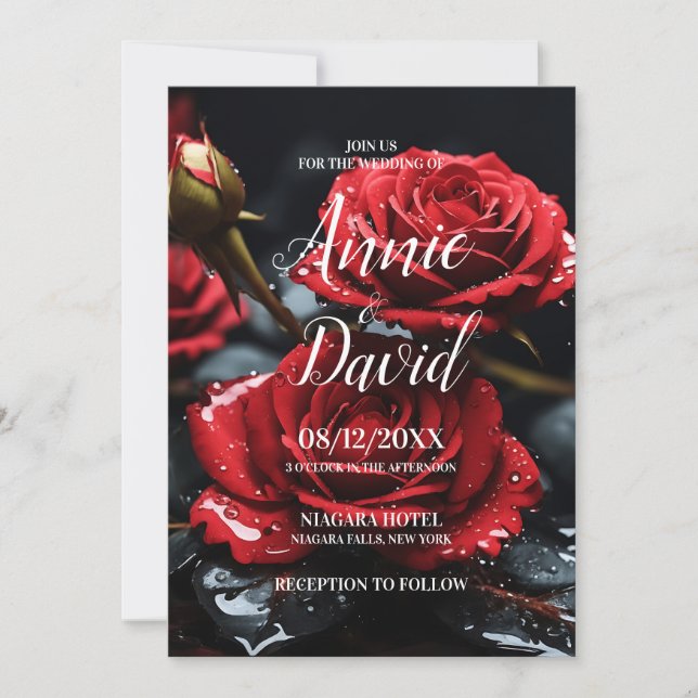 Create Your Own Red Roses Wedding Invitation (Front)