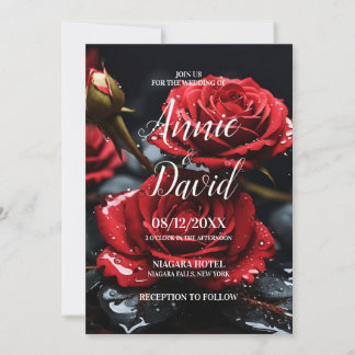 Create Your Own Red Roses Wedding Invitation