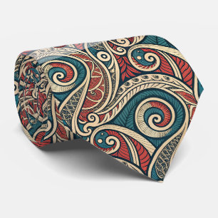 Create Your Own Red Turquoise Blue Festive Tribal Tie