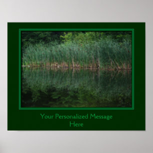 Create Your Own Reflections Of Cattails In Pond Poster