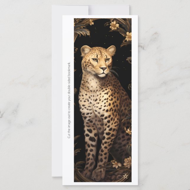 Create Your Own Regal Cheetah Floral Bookmark Card (Front)