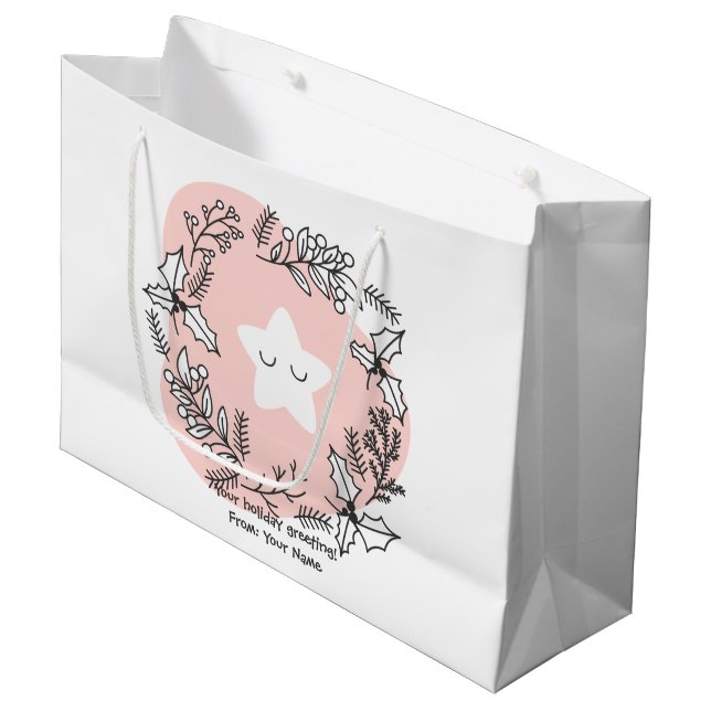 Create Your Own Retro Christmas Star Large Gift Bag (Front Angled)