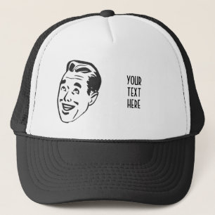 CREATE YOUR OWN RETRO HAPPY MAN HEAD GIFTS TRUCKER HAT