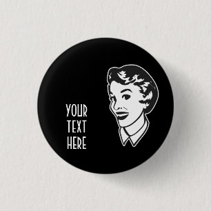 CREATE YOUR OWN RETRO LADY FACE GIFTS 3 CM ROUND BADGE