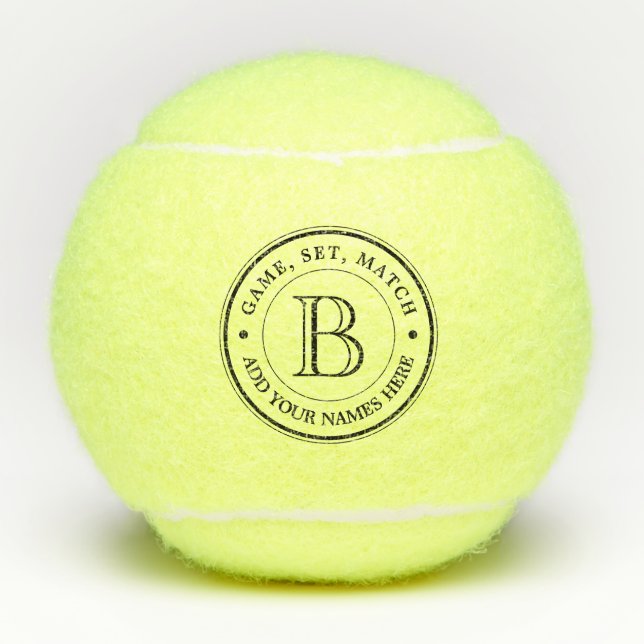 Create Your Own Retro Logo Anniversary Monogram Tennis Balls (Front)