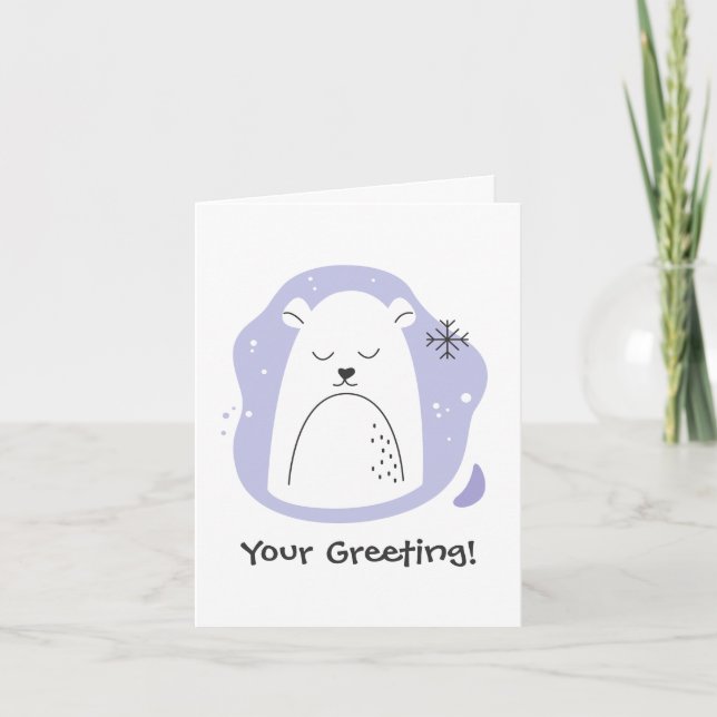 Create Your Own Retro Polar Bear Purple Christmas Holiday Card (Front)