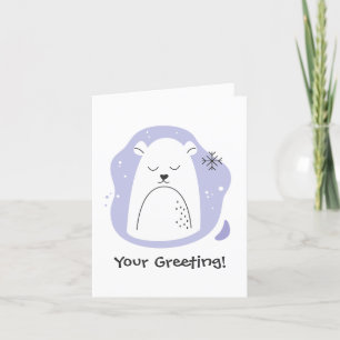 Create Your Own Retro Polar Bear Purple Christmas Holiday Card