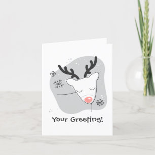 Create Your Own Retro Reindeer Silver Christmas Holiday Card