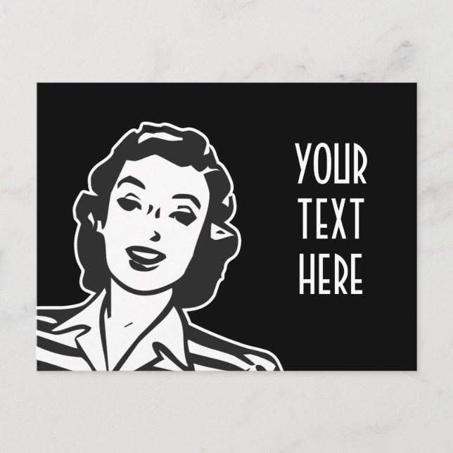 CREATE YOUR OWN RETRO SMILING WOMAN GIFTS POSTCARD (Front)