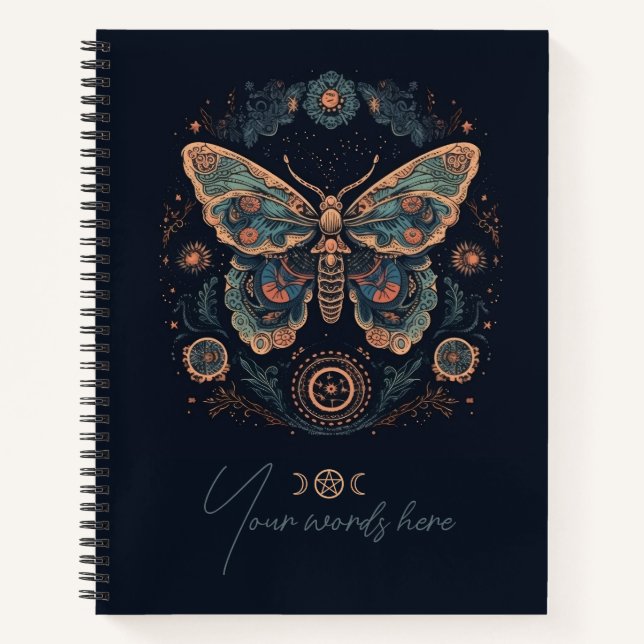 Create Your Own Retro Style Celestial Moth Totem Notebook (Front)
