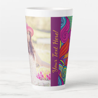Create Your Own Retro Swirl Pattern Name And Photo Latte Mug