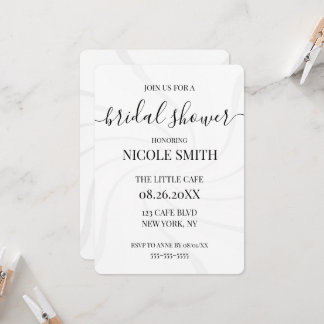 Create Your Own Retro White Swirls Bridal Shower Invitation