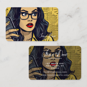 Create Your Own Retro Woman on Cell Phone Business Card