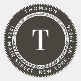 Create Your Own Return Address, Elegant Monogram Classic Round Sticker